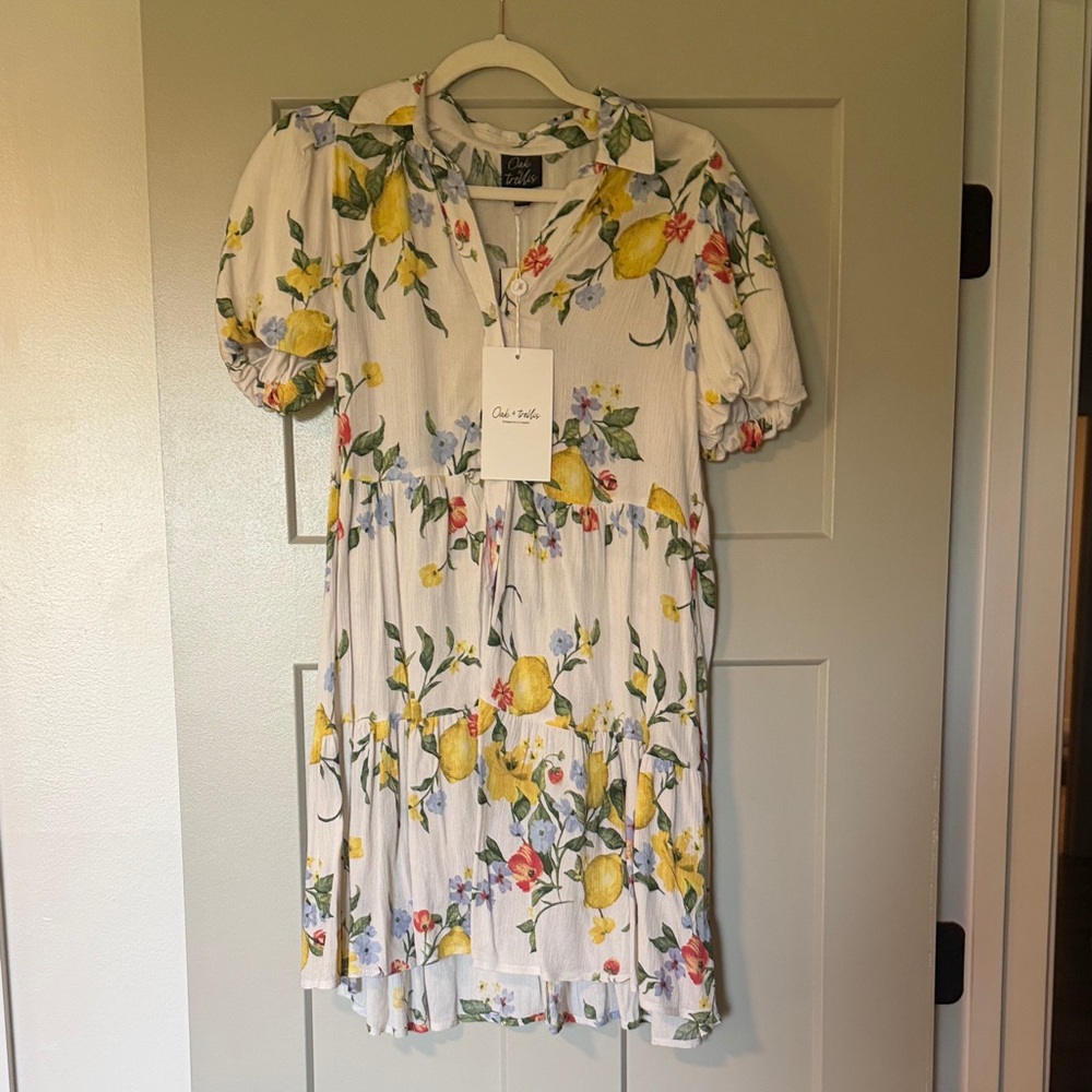 White Lemon Floral Tiered Casual Dress NWT